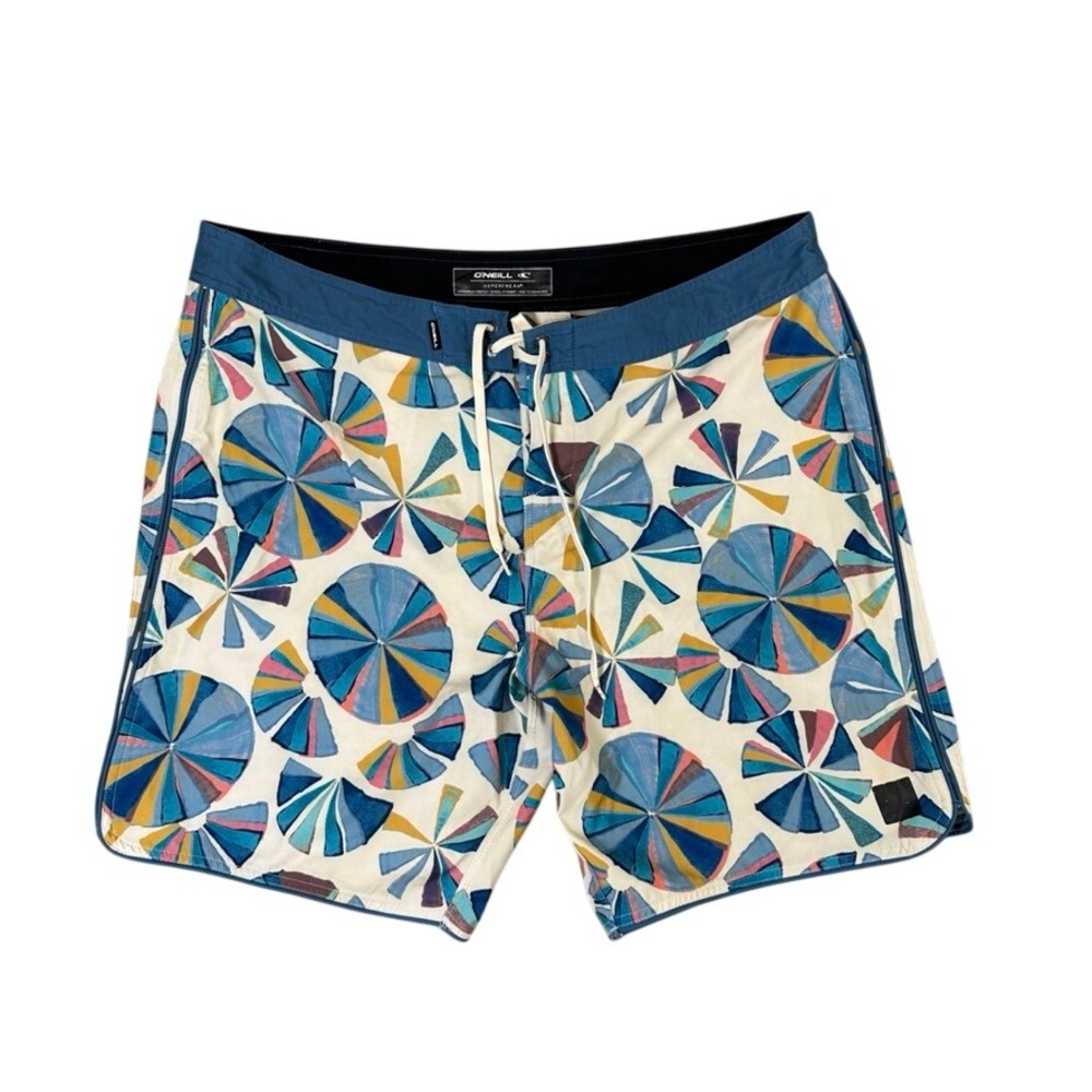 ONeill Hyperfreak Board Shorts Mens 38 Multicolor Geometric Print Swim Trunks